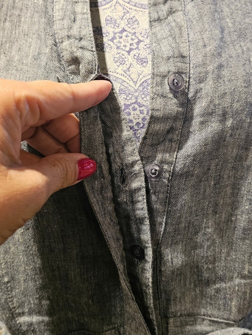 2 For 1š!! Lightweight Linen-Blend Tie-Waist Vest & Patterned Sleeve Blouse - Picture 3 of 9